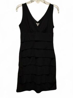 Sweet Storm Black V-Neck Tiered Mini Dress